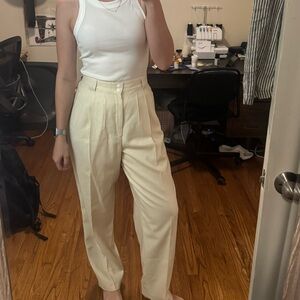 Cream High-Waisted Trousers